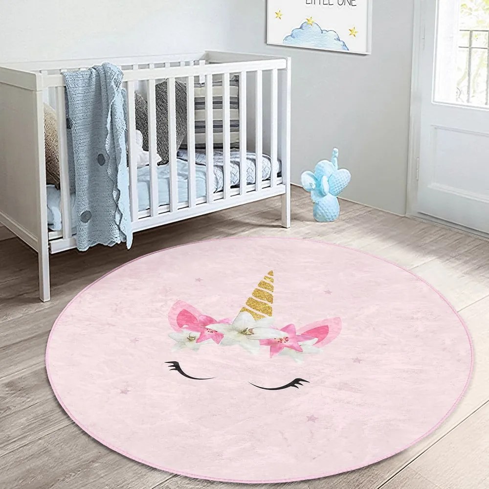 Różowy dywan dziecięcy ø 120 cm Comfort – Mila Home