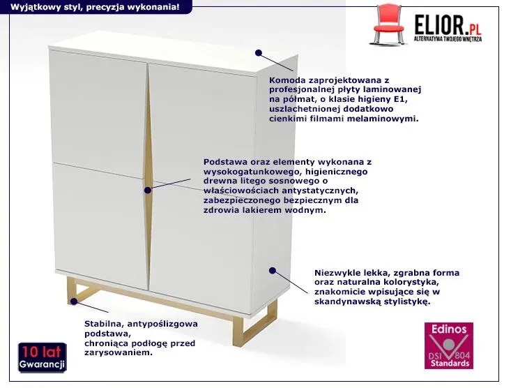 Skandynawska komoda biały mat K5-L89