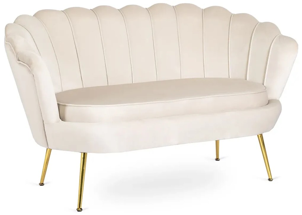Kremowa dwuosobowa sofa glamour do salonu - Deos