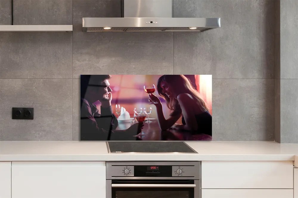 Panel szklany do Kuchni Ludzie z Kieliszkami