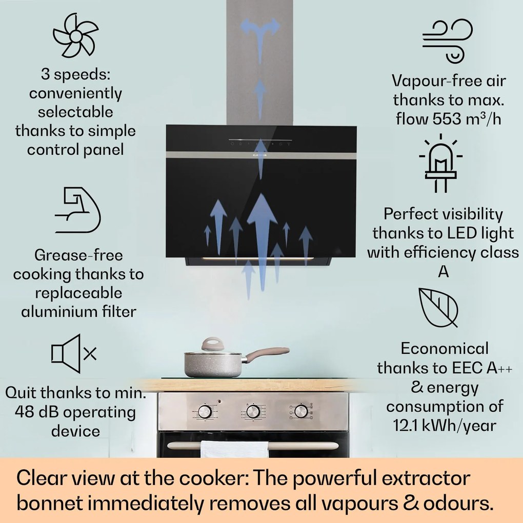 Klarstein Ava 60 Okap przyścienny 60 cm