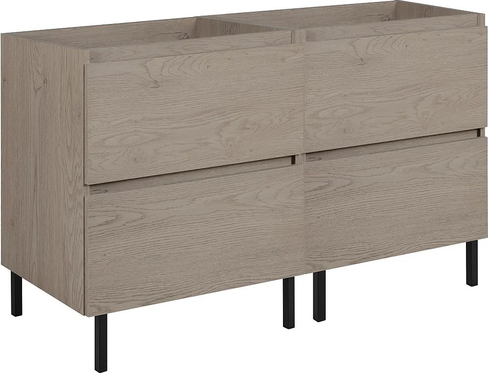 Meble łazienkowe 120 cm (2 x 60) + nóżki meblowe, Kolor: Dąb Ciemny, 120 x 80,7 x 46 cm