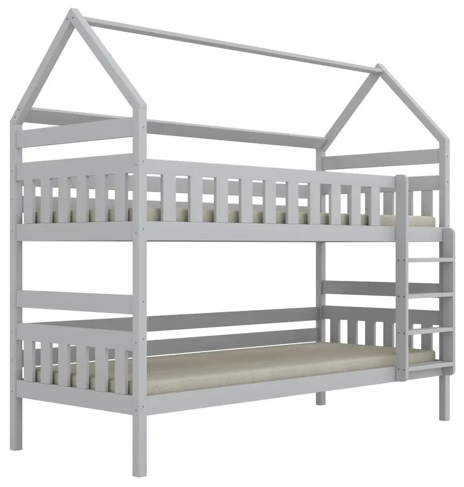 Łóżko piętrowe domek FELIKS 180x80 białe drewniane KOCOT KIDS