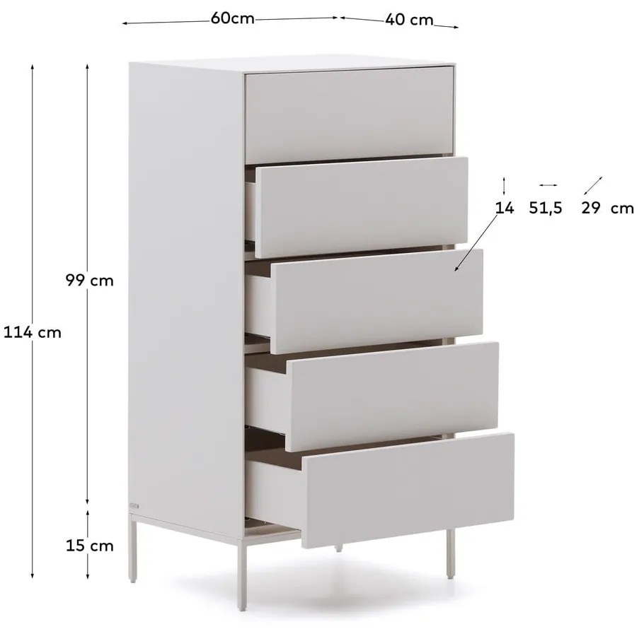 Biała wysoka komoda 60x114 cm Vedrana – Kave Home