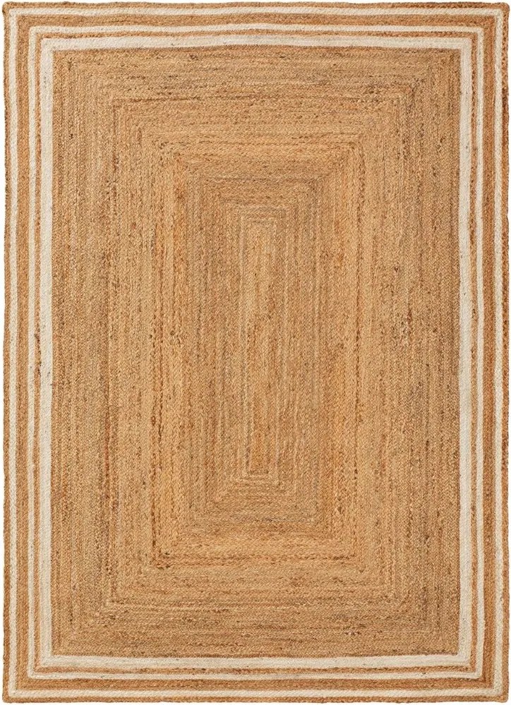 Prostokątny brązowy dywan Jutta I z białymi elementami