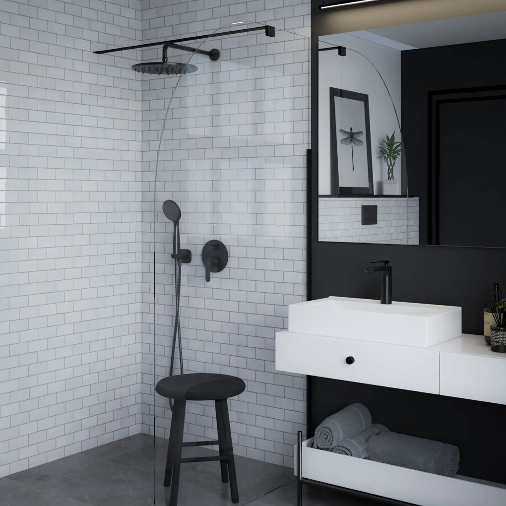 Ścianka prysznicowa WALK IN FIX przezroczysta półokrągła 8 mm MOLIS NATURE Clear Moon MASSI | różne rozmiary : Kolor profili kabiny - chrom / srebrny, Szerokość ścianki - 90 cm , Typ montażu - WALK in FIX (Do ściany)