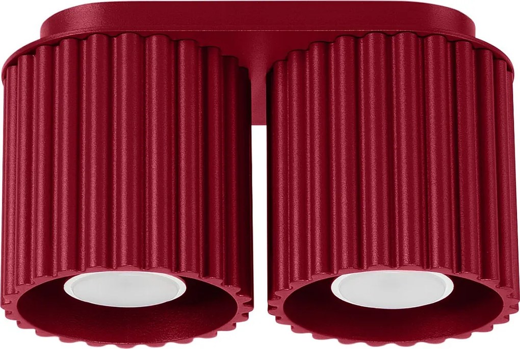 Lampa Sufitowa Minimalistyczny Aura, Aluminium - 2 Źródło - L.21 X H.12 Cm - Burgund