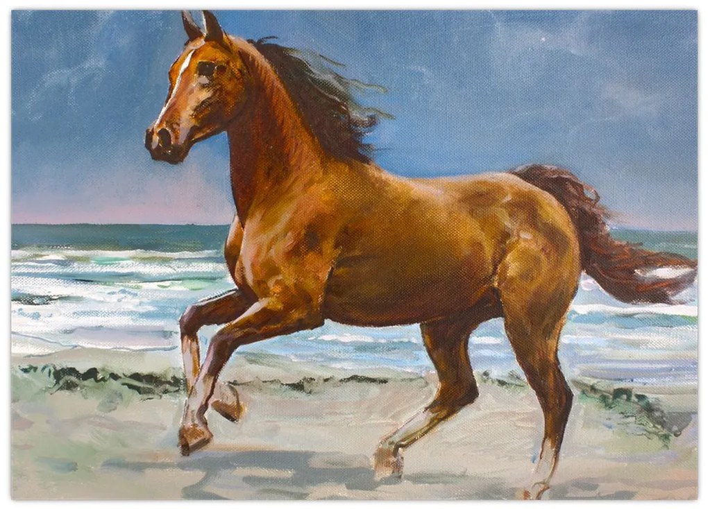 Obraz konia na plaży (70x50 cm)