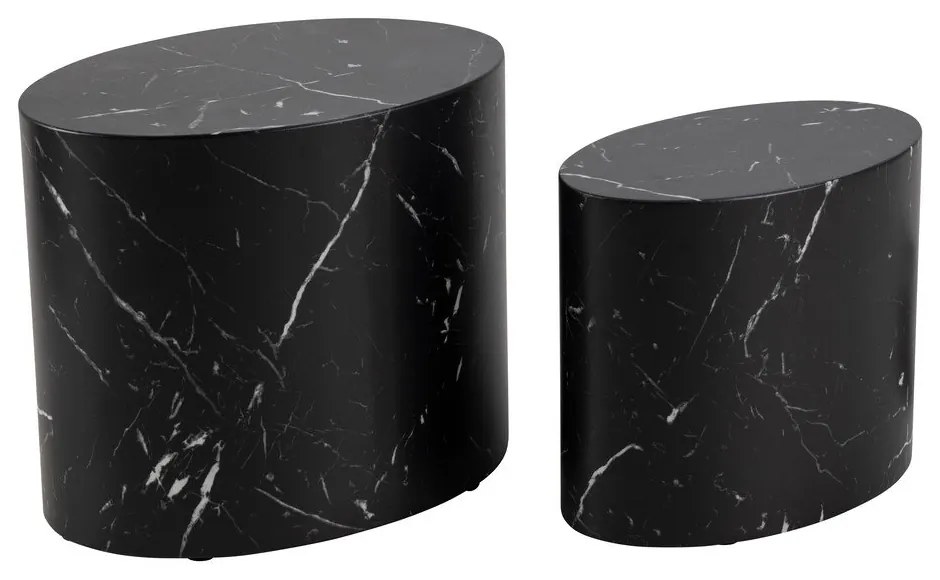 Czarne stoliki w dekorze marmuru zestaw 2szt. 48x33 cm Mice – Actona