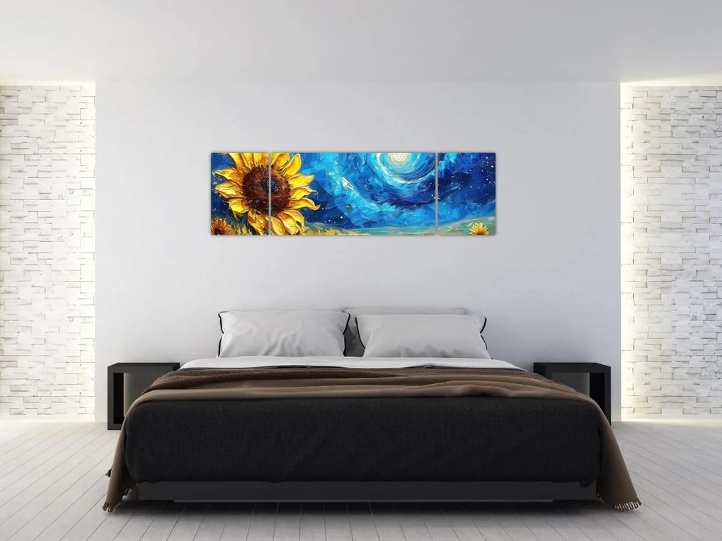 Obraz - Malowanie słoneczników (170x50 cm)