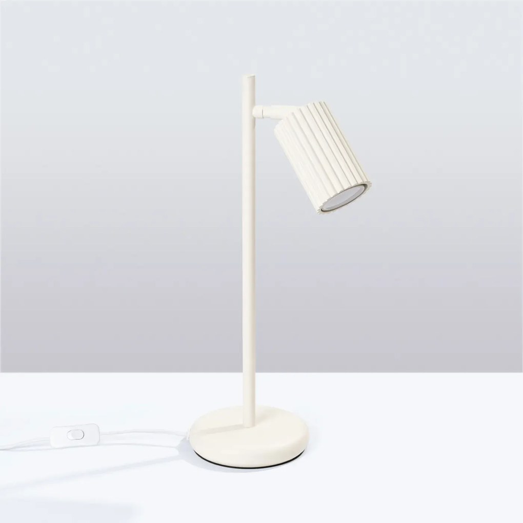 Lampa biurkowa KARBON beżowa ryflowana SOLLUX  LIGHTING
