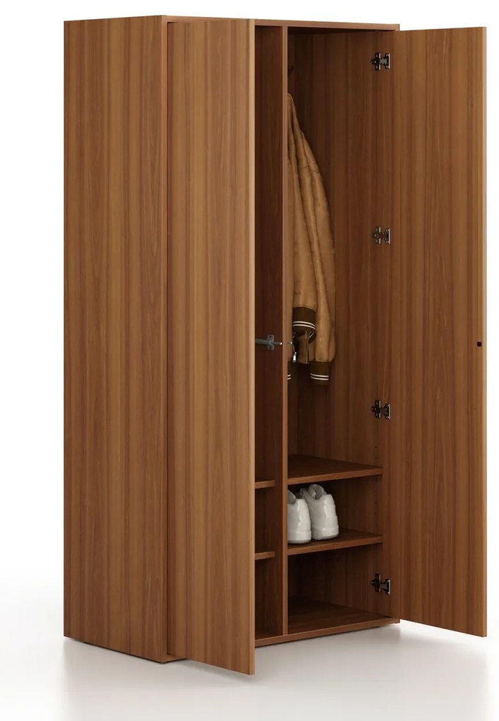 Szafka FRAME, 2 przedziały, 872 x 450 x 1735 mm, PUSH-lock, orzech