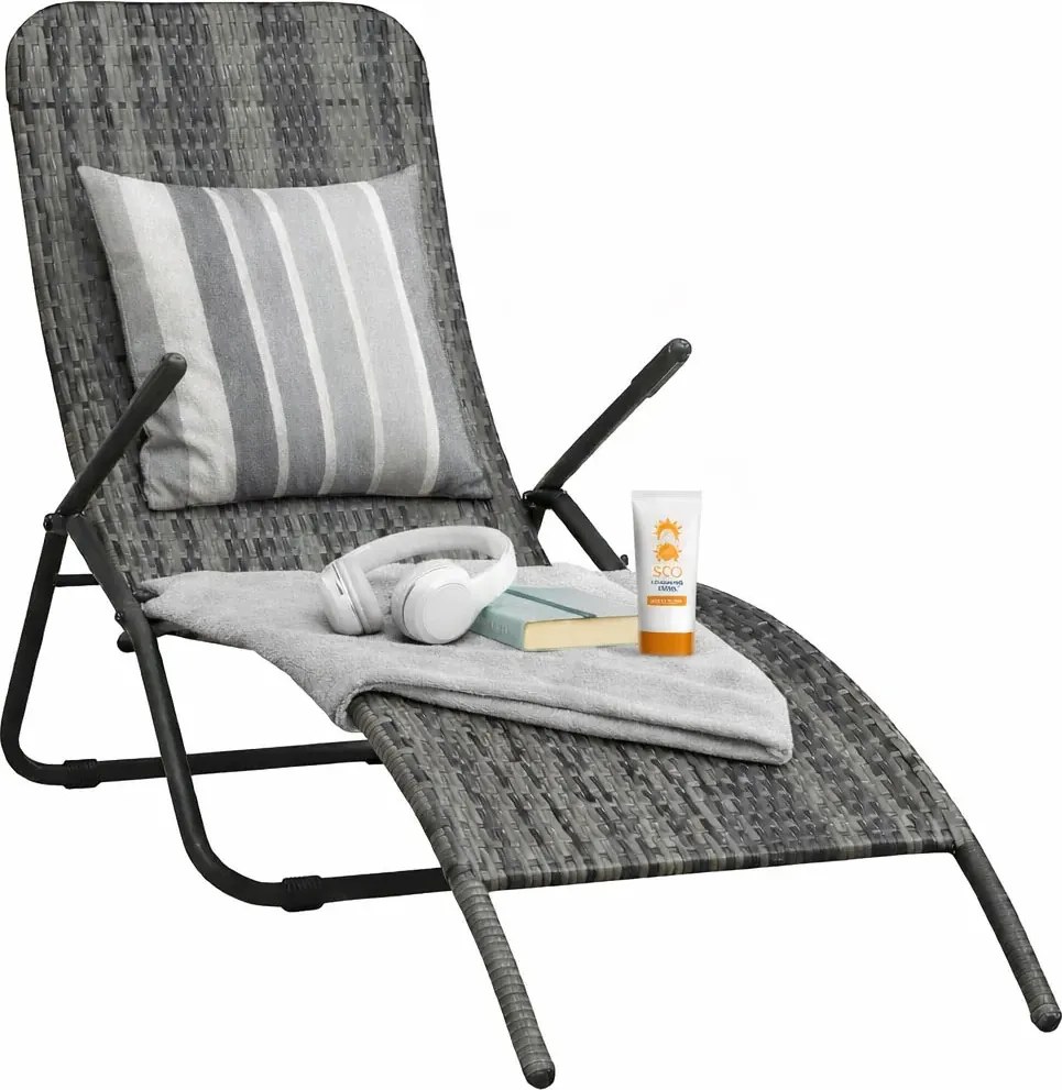 Składany leżak ogrodowy wodoodporny technorattan H9-S09