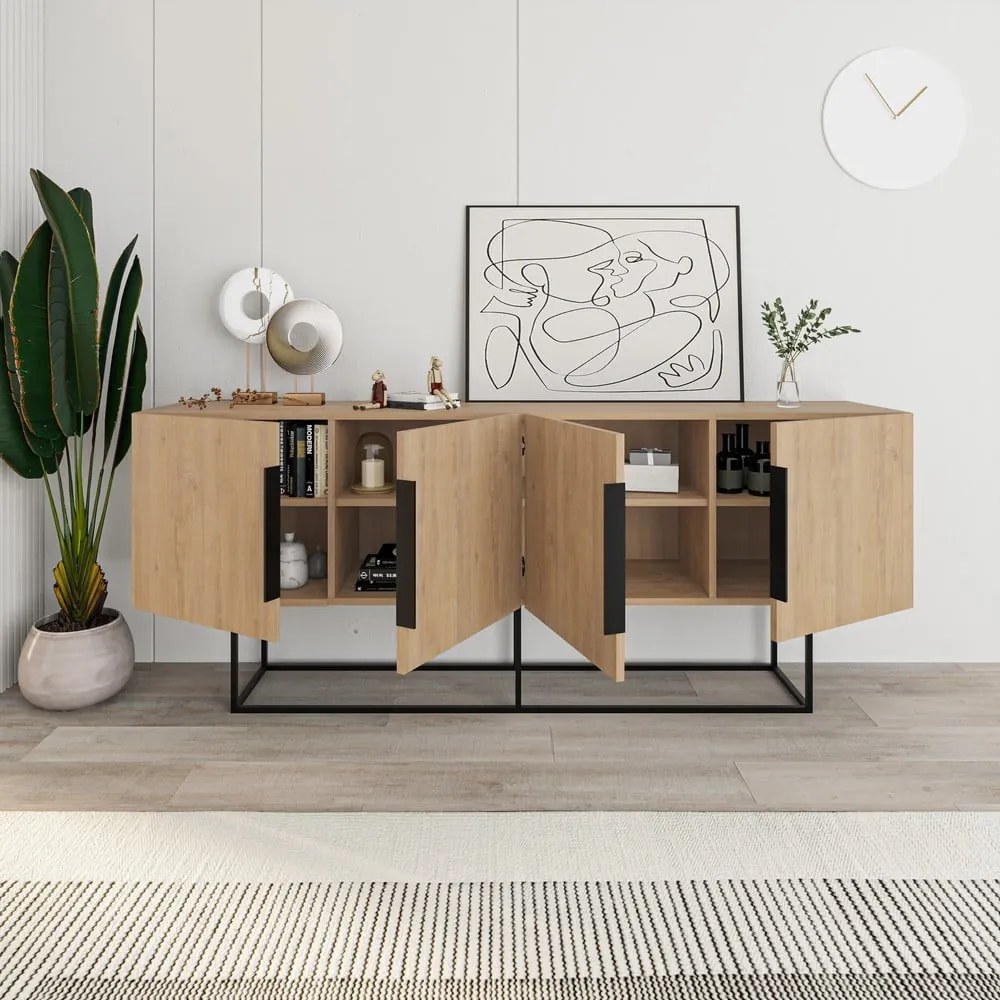 Niska komoda w dekorze dębu 200x80 cm Titan – Marckeric