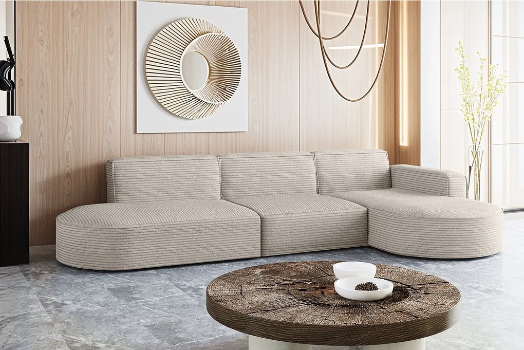 Narożnik w kształcie L Modena L, tkanina Poso, Beżowy, Prawy