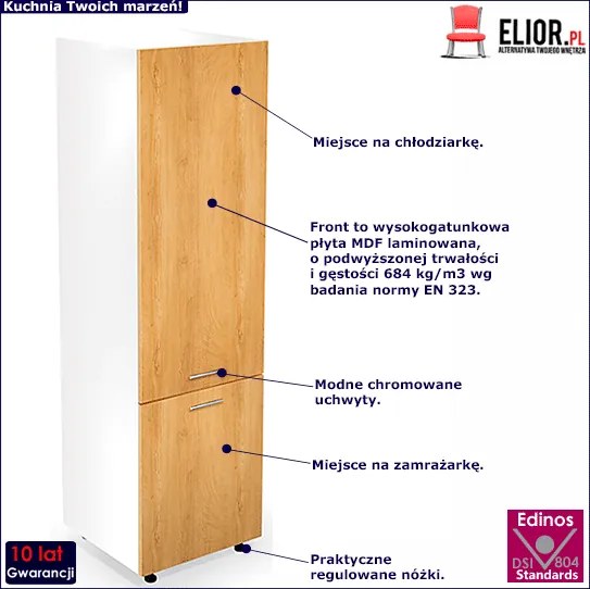 Kuchenna szafka do zabudowy lodówki dąb miodowy decor C8-S11
