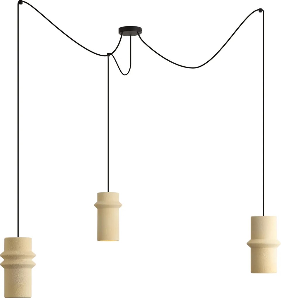 Retro Lampa Wisząca Beżowa 3-punktowa - Monti