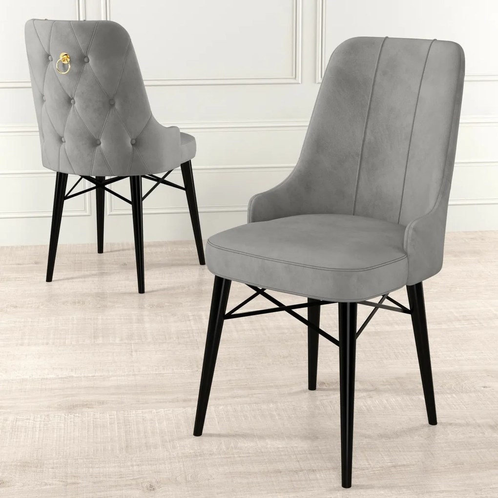 Zestaw krzeseł do jadalni Pare Grey and Black, 6szt., 6 szt.