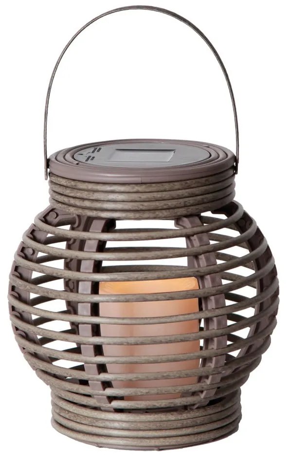 Brązowy lampion solarny LED odpowiedni na zewnątrz Star Trading Rotang, wys. 16 cm
