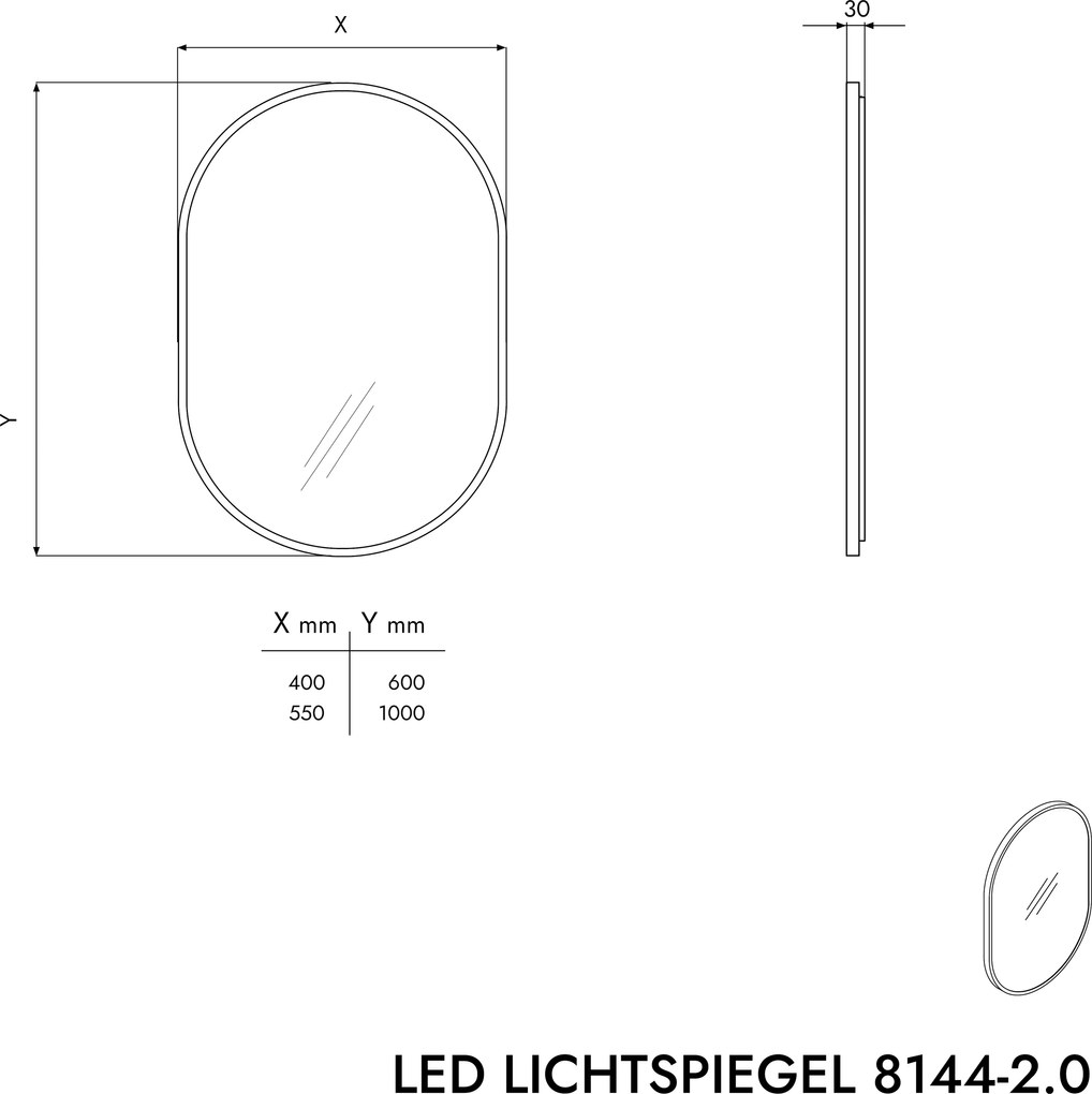 LED lustro z oświetleniem 8144-2.0 owalne