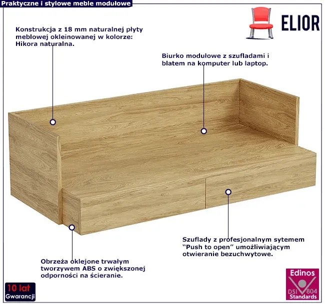 Biurko modułowe hikora naturalna - Afilia 3X