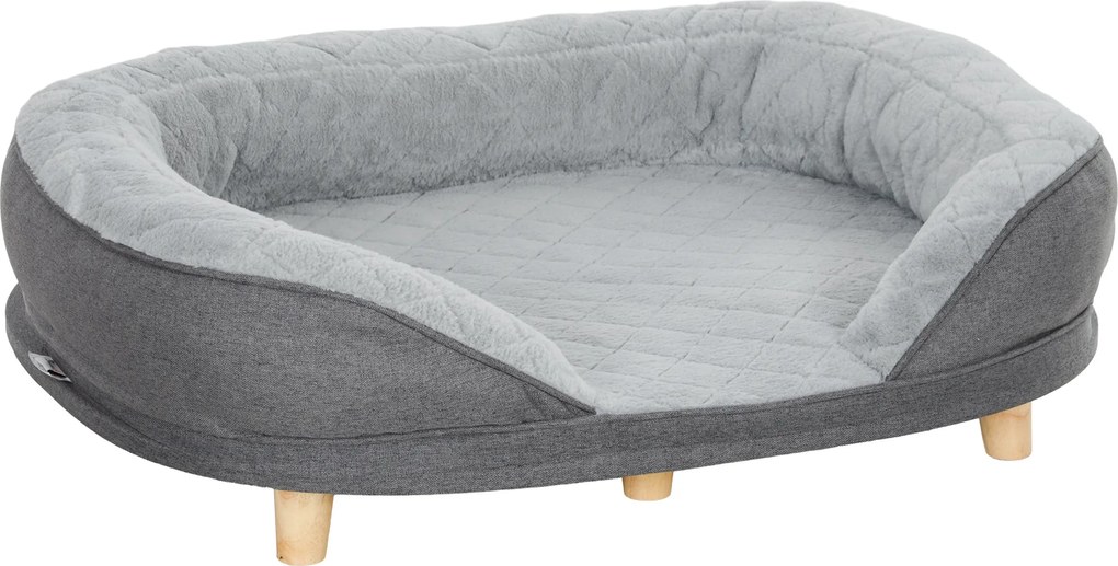 PawHut Łóżko dla Psa do 25 kg, Zdejmowany Pokrowiec, Antypoślizgowe Nogi, 90 x 78 x 25 cm, Szare