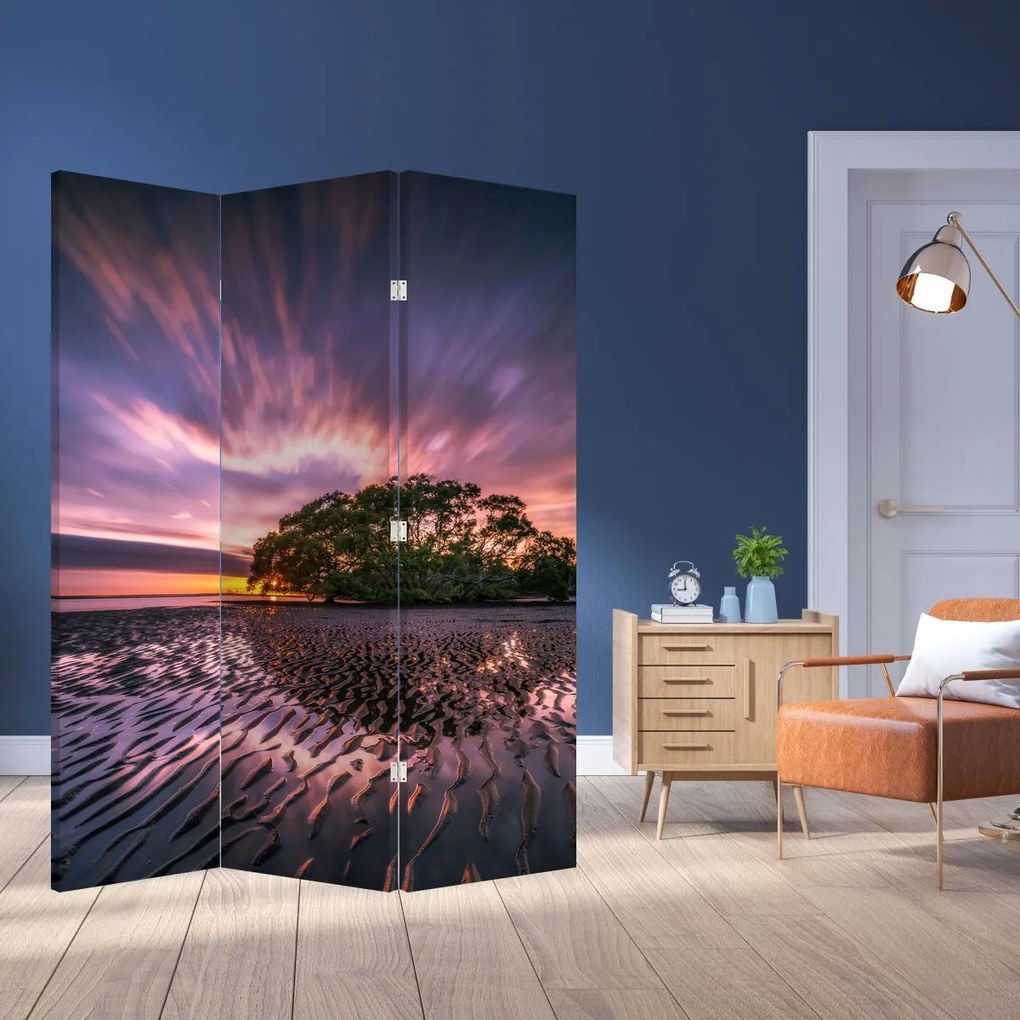 Parawan - Drzewo na plaży (126x170 cm)