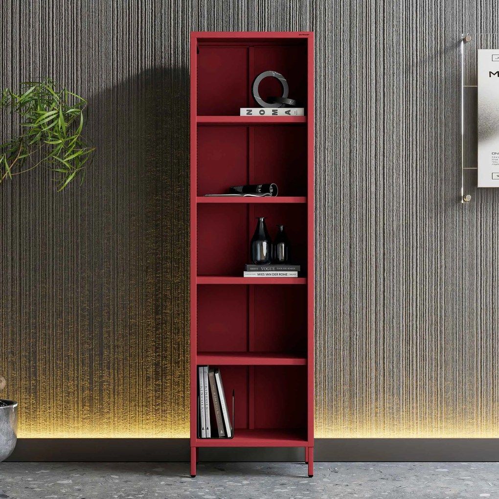 Regał na książki MARIO, 500 x 1800 x 350 mm, Modern: czerwony