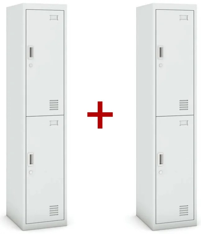 Szafka ubraniowa dwudrzwiowa 1+1 GRATIS, demontaż, zamek cylindryczny, szara/szara