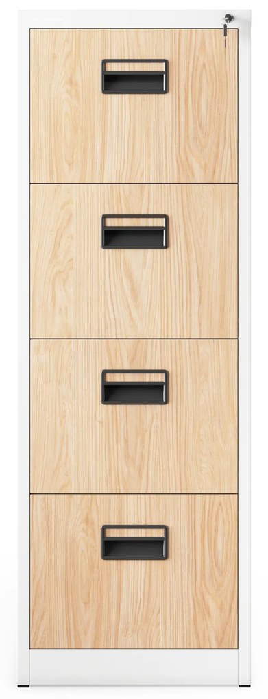 Metalowa szafa kartotekowa SARA V4, 460 x 1320 x 620 mm, Eco Design: biała/ dąb sonoma
