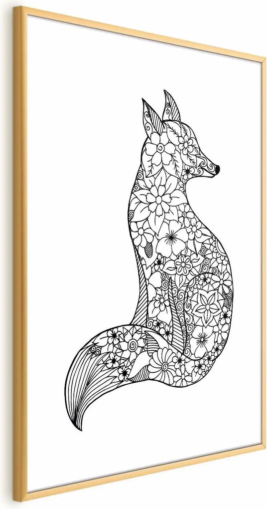 Plakat Lis w kwiaty 40x60 cm z ramą złotą z marginesem ARTGEIST B