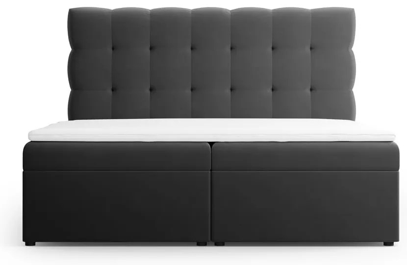 Antracytowe łóżko boxspring ze schowkiem 180x200 cm Bali – Cosmopolitan Design
