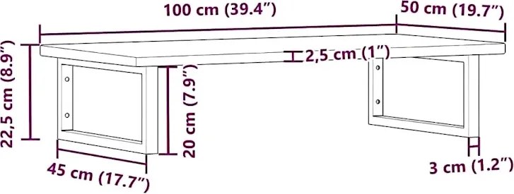 Jasnobrązowa półka 100x50 białe uchwyty - Bafo