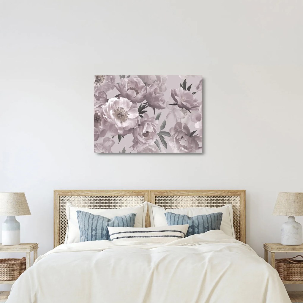 Obraz na szkle - Vintage kwiaty piwonii (70x50 cm)