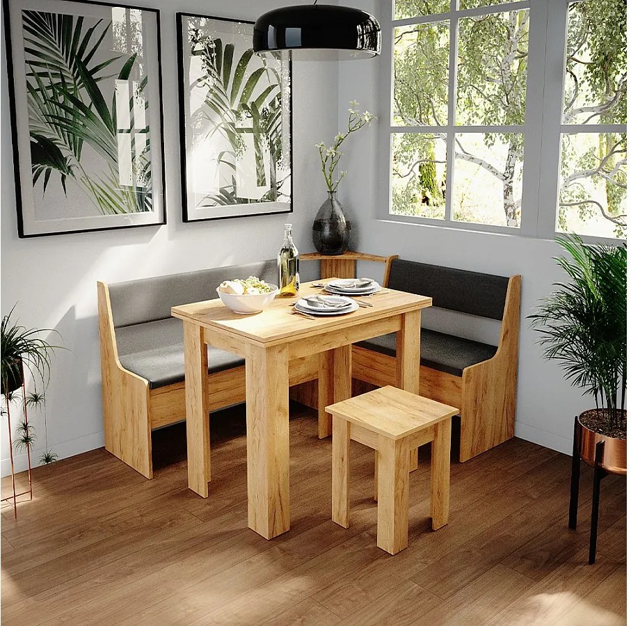 Grupa ławek narożnych złoty dąb energetyczny 150x120x80 roman