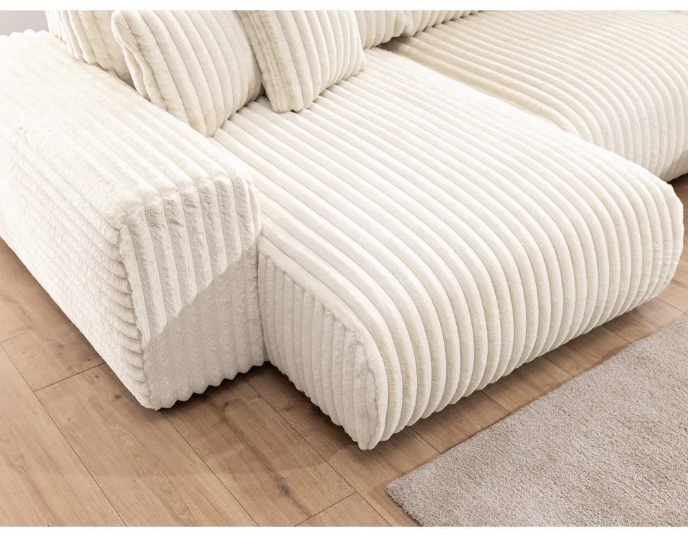 Kremowy sztruksowy narożnik (prawostronny/w kształcie litery U) Justin – Ropez