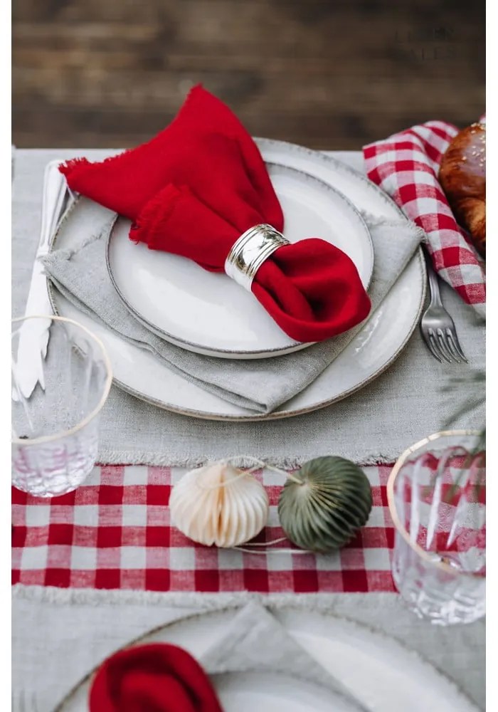 Lniany obrus 140x300 cm Red Gingham – Linen Tales