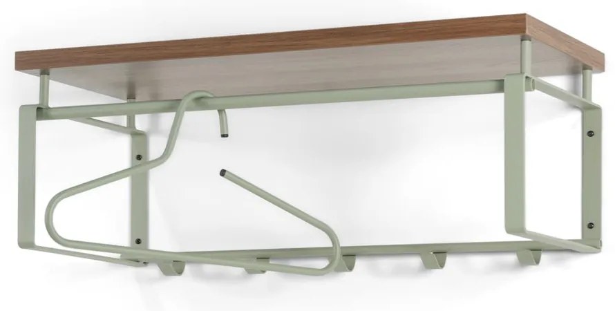 Brązowy/szarozielony metalowy wieszak ścienny z półką 70 cm Rex – Spinder Design