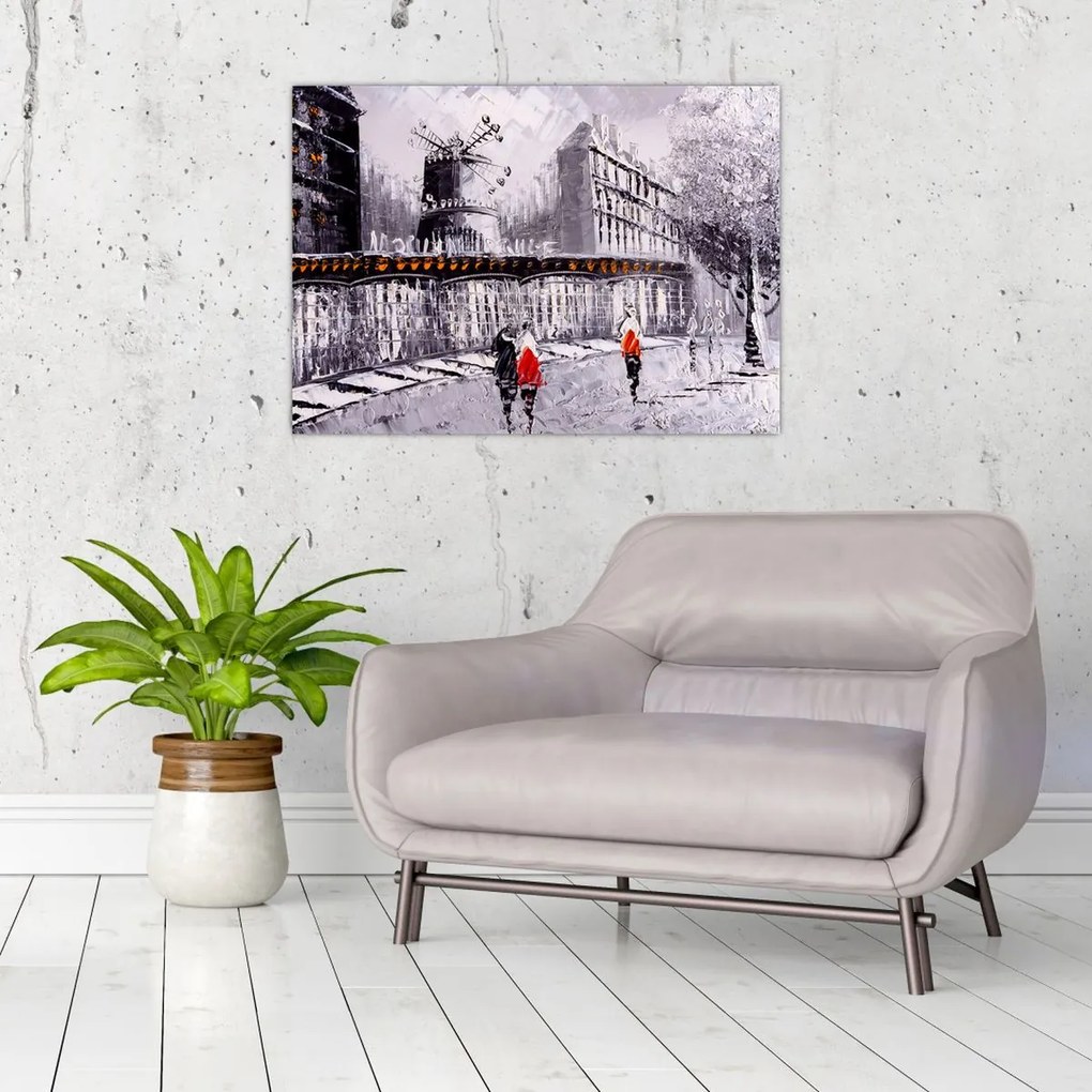 Obraz na szkle - Obraz olejny przedstawiający miasto II. (70x50 cm)