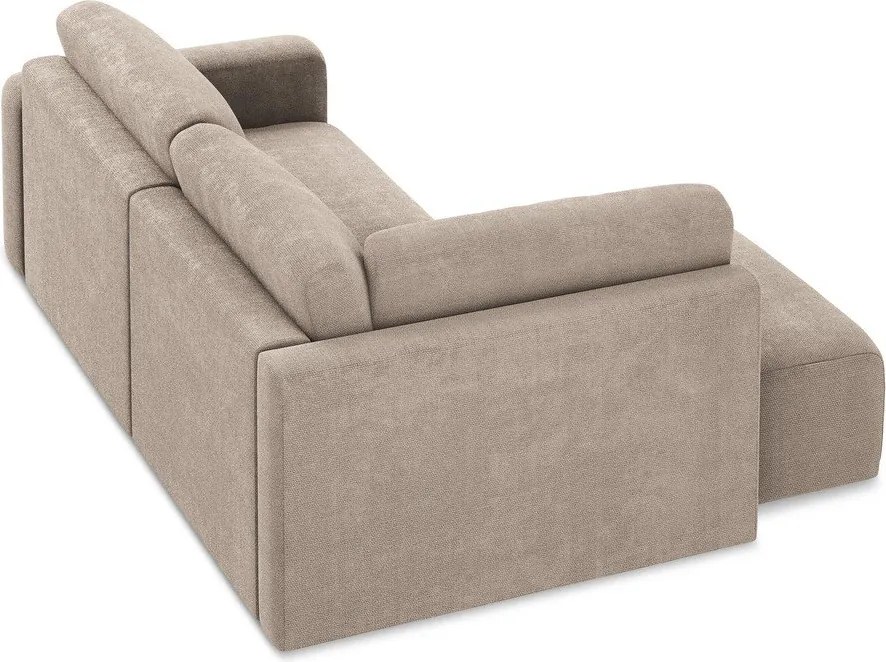 Beżowy rozkładany/ze schowkiem narożnik z tkaniny szenilowej (lewostronny/w kształcie litery L) Kona – Makamii