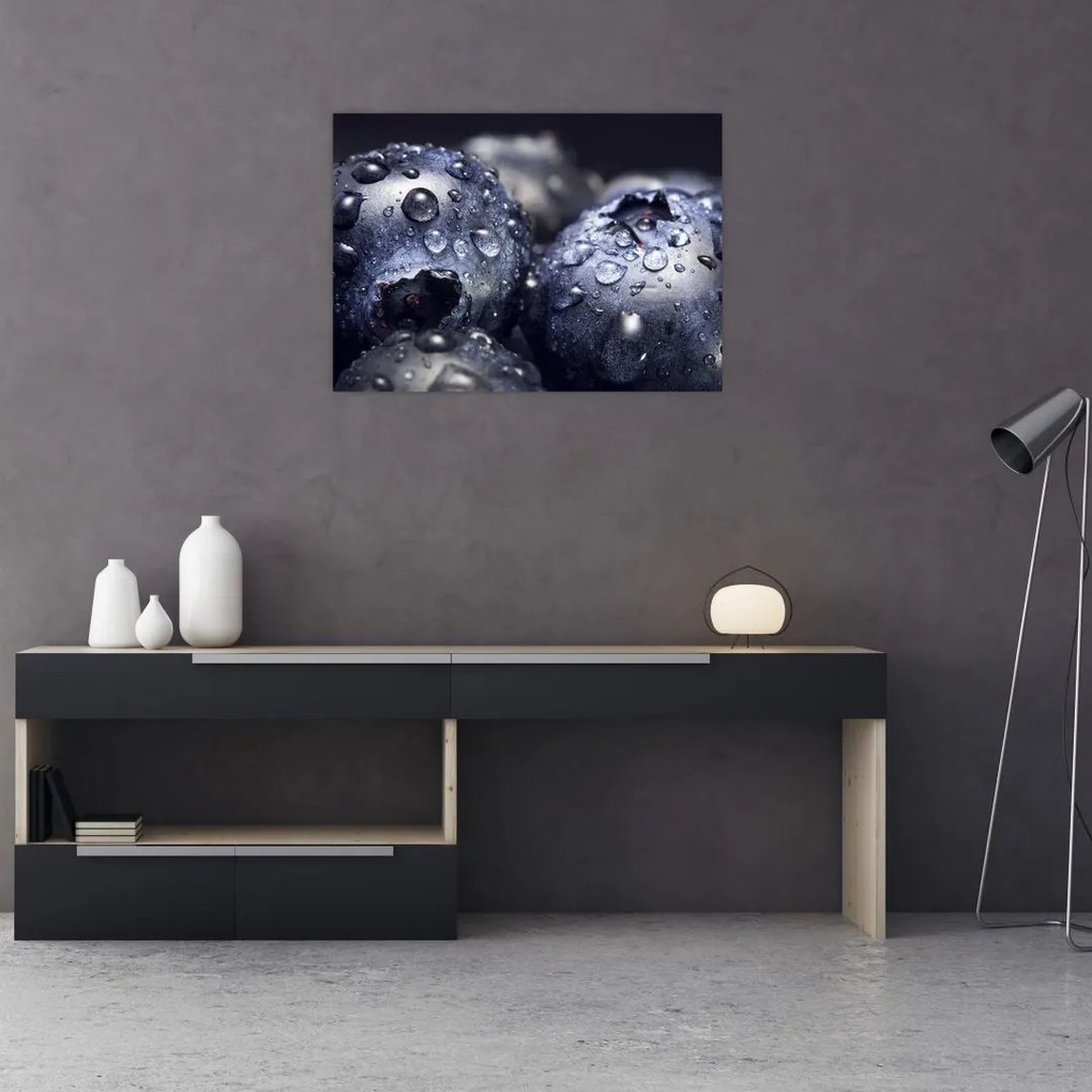 Obraz na szkle - owoce z kroplami wody (70x50 cm)