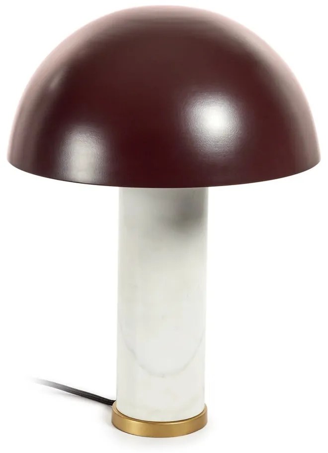 Biała/ciemnobrązowa marmurowa lampa stołowa z metalowym kloszem (wysokość 43 cm) Zorione – Kave Home