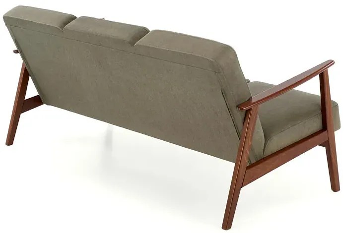 Oliwkowa tapicerowana sofa 3-osobowa w stylu vintage T0-D26