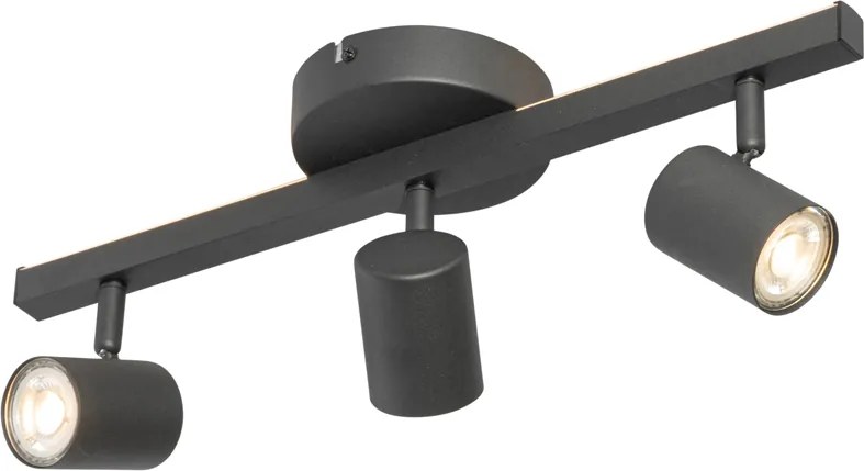Czarny reflektor sufitowy GU10 50 mm 3-punktowy z podświetleniem i przełącznikiem 3-stopniowym - Back Up
