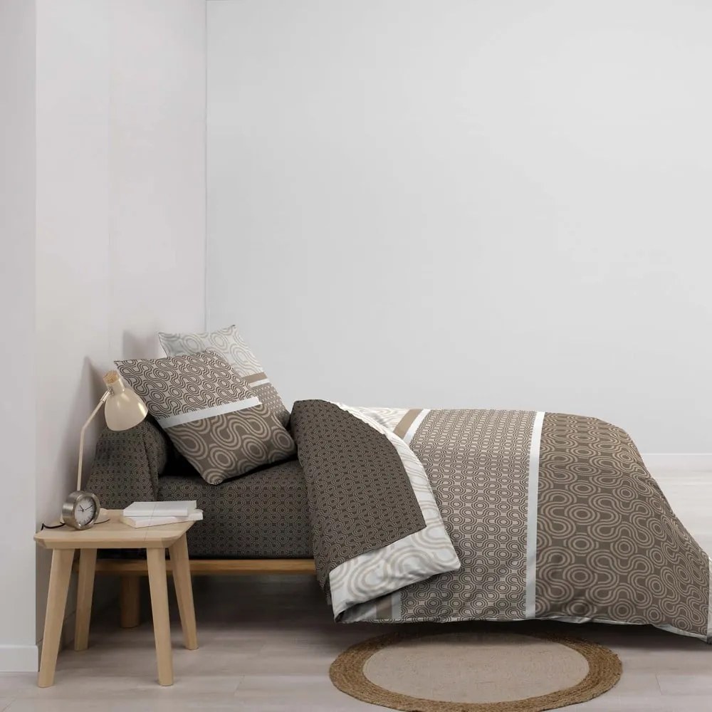 Brązowa bawełniana pościel dwuosobowa z prześcieradłem/6-częściowa 240x220 cm Pacha – douceur d'intérieur