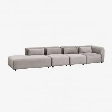 Sofa Modułowy Narożny 4-częściowy Z Lewym Szezlongiem Fogler Sztruks Jasny Szary Taupe - Sklum