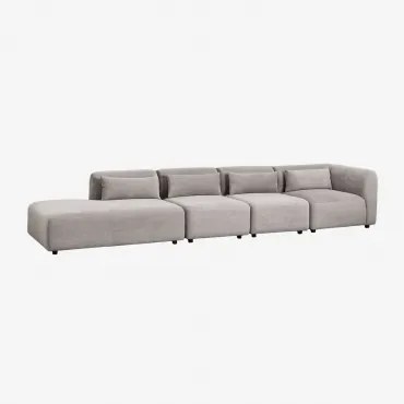 Sofa Narożna Modułowa Fogler 4-częściowa Z Lewą Leżanką Sztruksu Szary Kret - Sklum