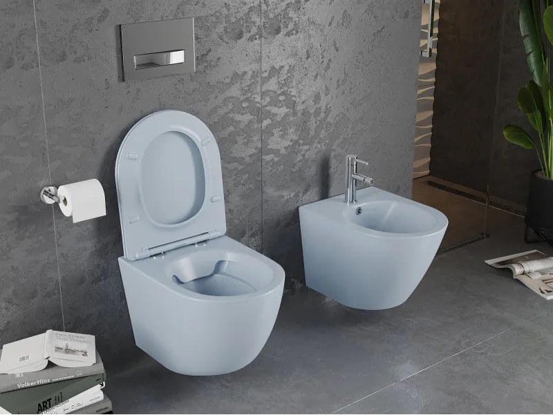 Mexen Lena miska wc Rimless z deską wolnoopadającą slim, duroplast, szara-niebieska mat - 30224069