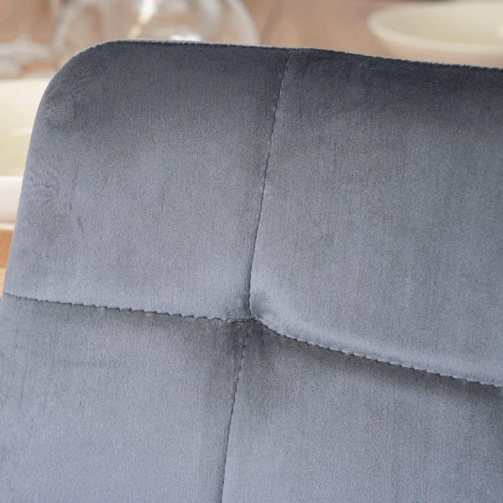 Zestaw Stół Okrągły Rozkładany HARRY 102-142 cm Dąb Craft/Czarny i 6 Krzeseł Tapicerowanych PERU Szarych Welurowych Nowoczesnych