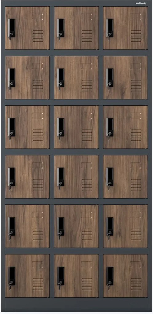 Szafa skrytkowa zamykana na klucz Eco Design Karol 90x40x185 cm, antracyt/orzech